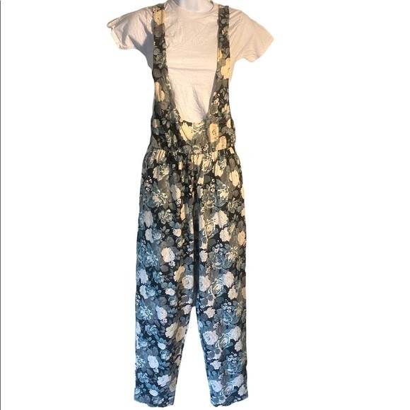 Vintage 80’s Sheryl Burnett Floral Print Jumpsuit Medium - Picture 1 of 6